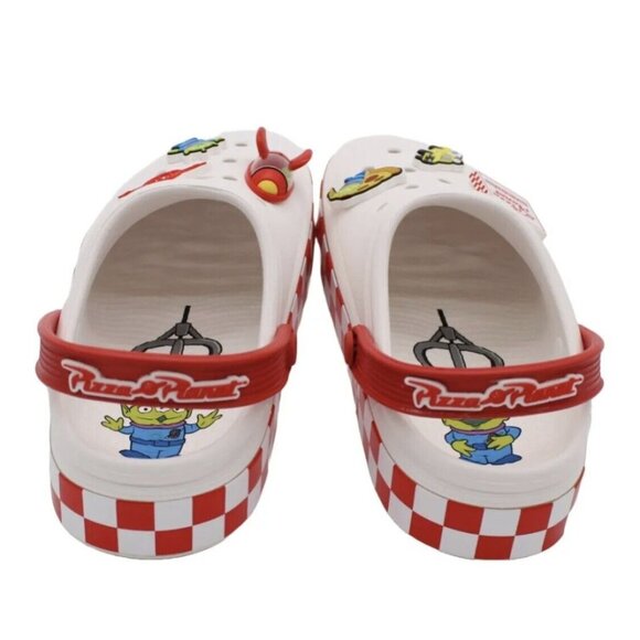 Crocs X Toy Story Pizza Planet Slip On Clog  White Red Size M4 W6 NEW - Picture 2 of 3